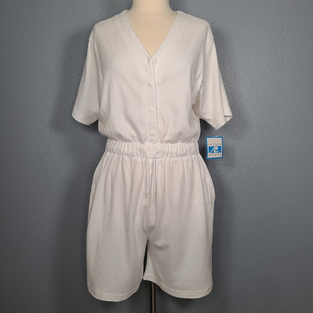 NWT Vintage Ship'N Shore White Romper w/ Pockets